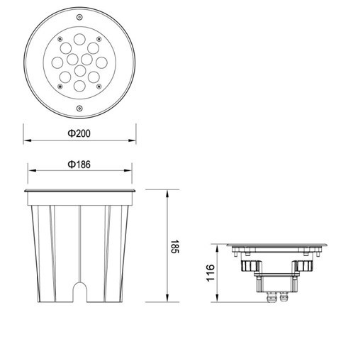 TQ-JRD2-12-16W   LED High Power Inground Light J Series 16W  (USA Technology)