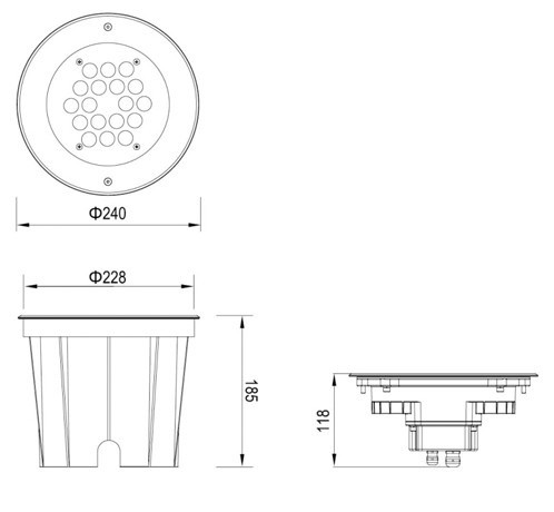 TQ-JRD2-18-24W   LED High Power Inground Light J Series 24W  (USA Technology)