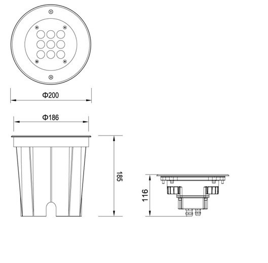 TQ-JRD2-9-12.7W   LED High Power Inground Light J Series 12.7W  (USA Technology)