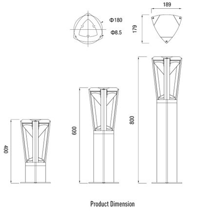 TQ-JRK1-3-8W   LED High Power Bollard Light J Series 8W  (USA Technology)