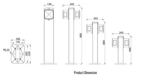 TQ-JRK6-2-16W   LED High Power Bollard Light J Series 16W  (USA Technology)